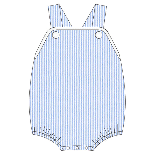 Blue seersucker bubble 100% cotton for babies and children