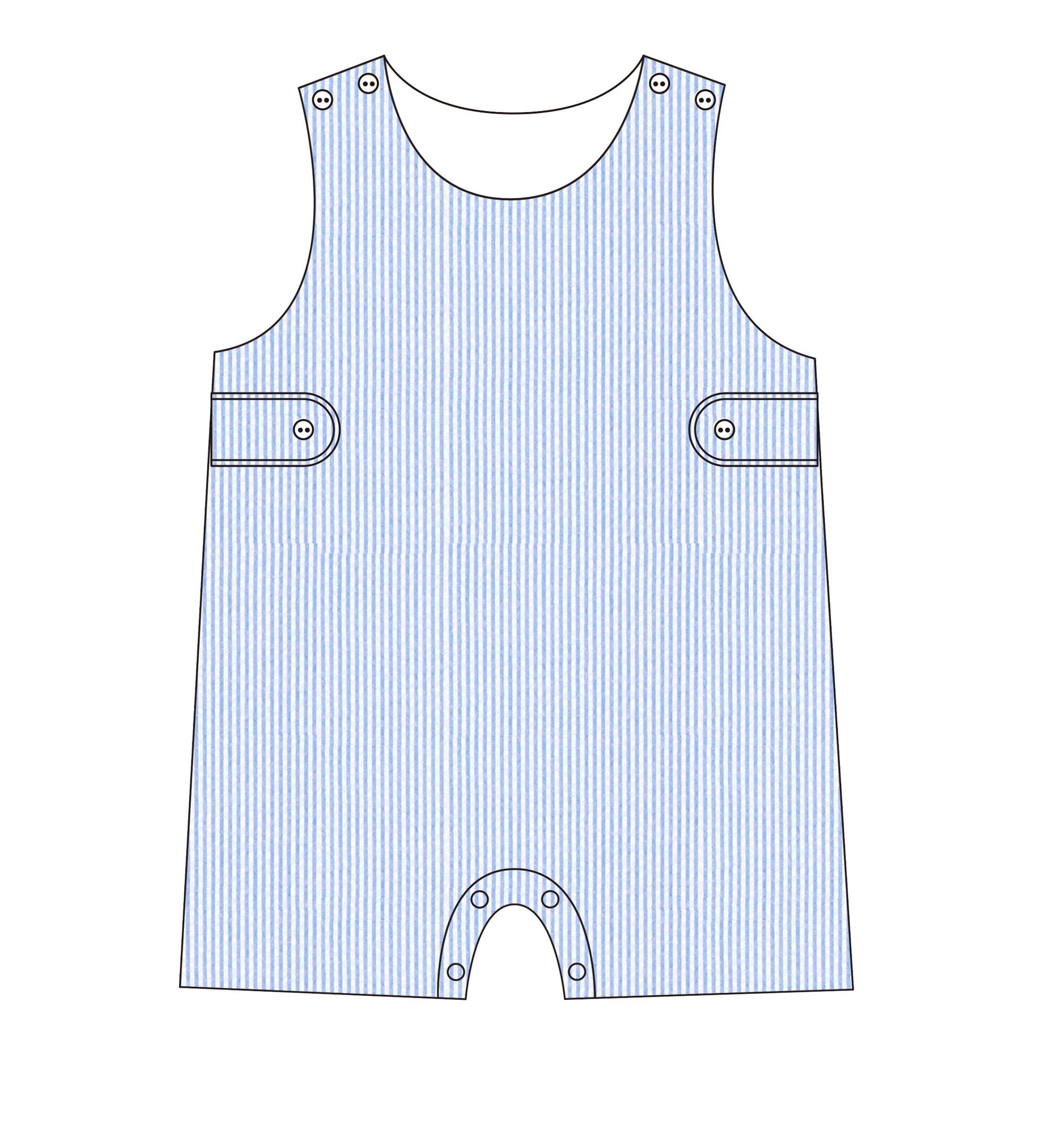 Blue seersucker Jon Jon 100% cotton for babies and children