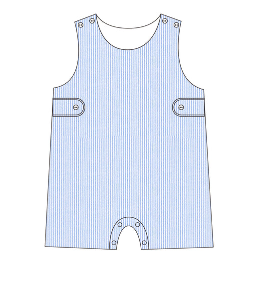 Blue seersucker Jon Jon 100% cotton for babies and children