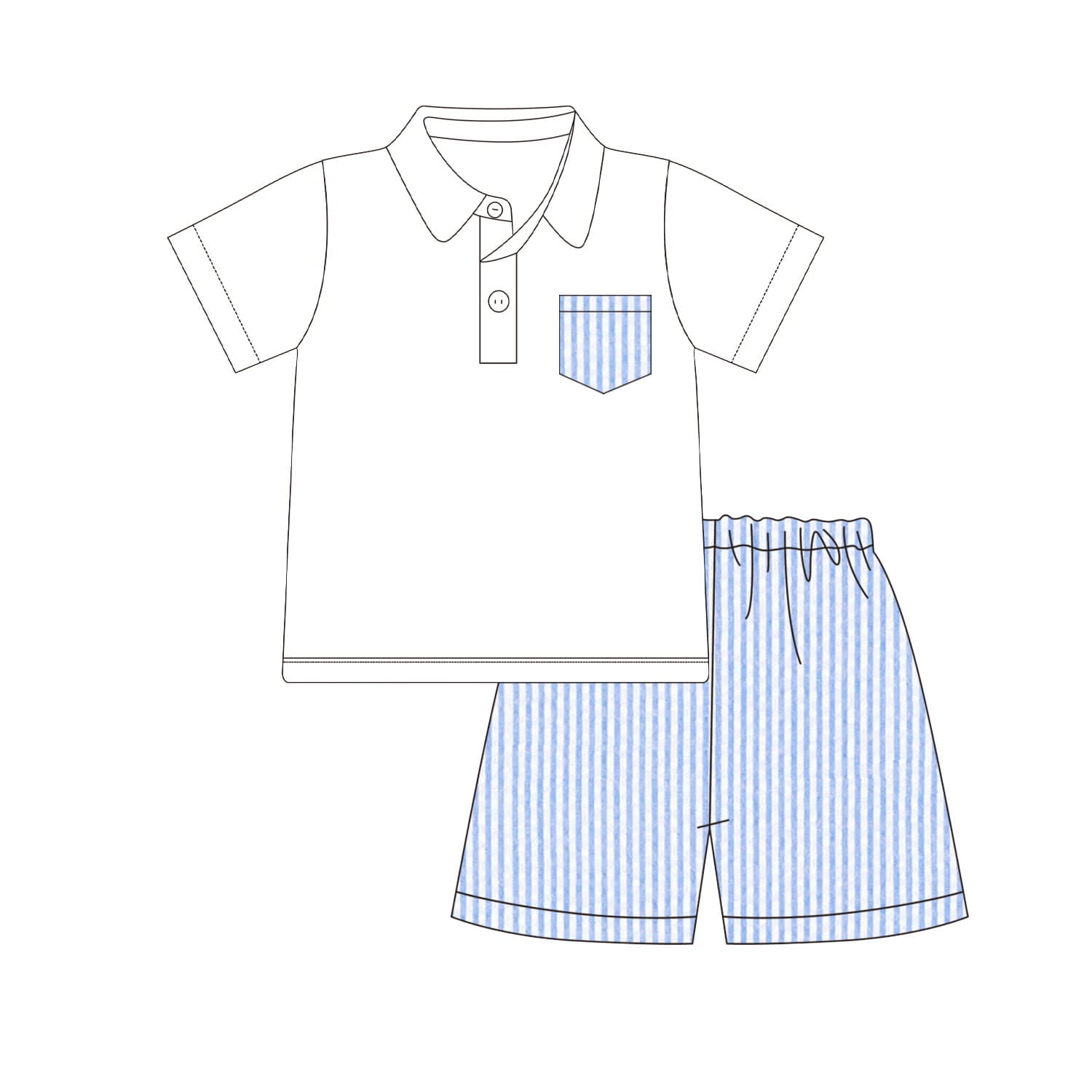 Blue seersucker short set 100% cotton for babies and children

Classic blue seersucker cotton short set for boys