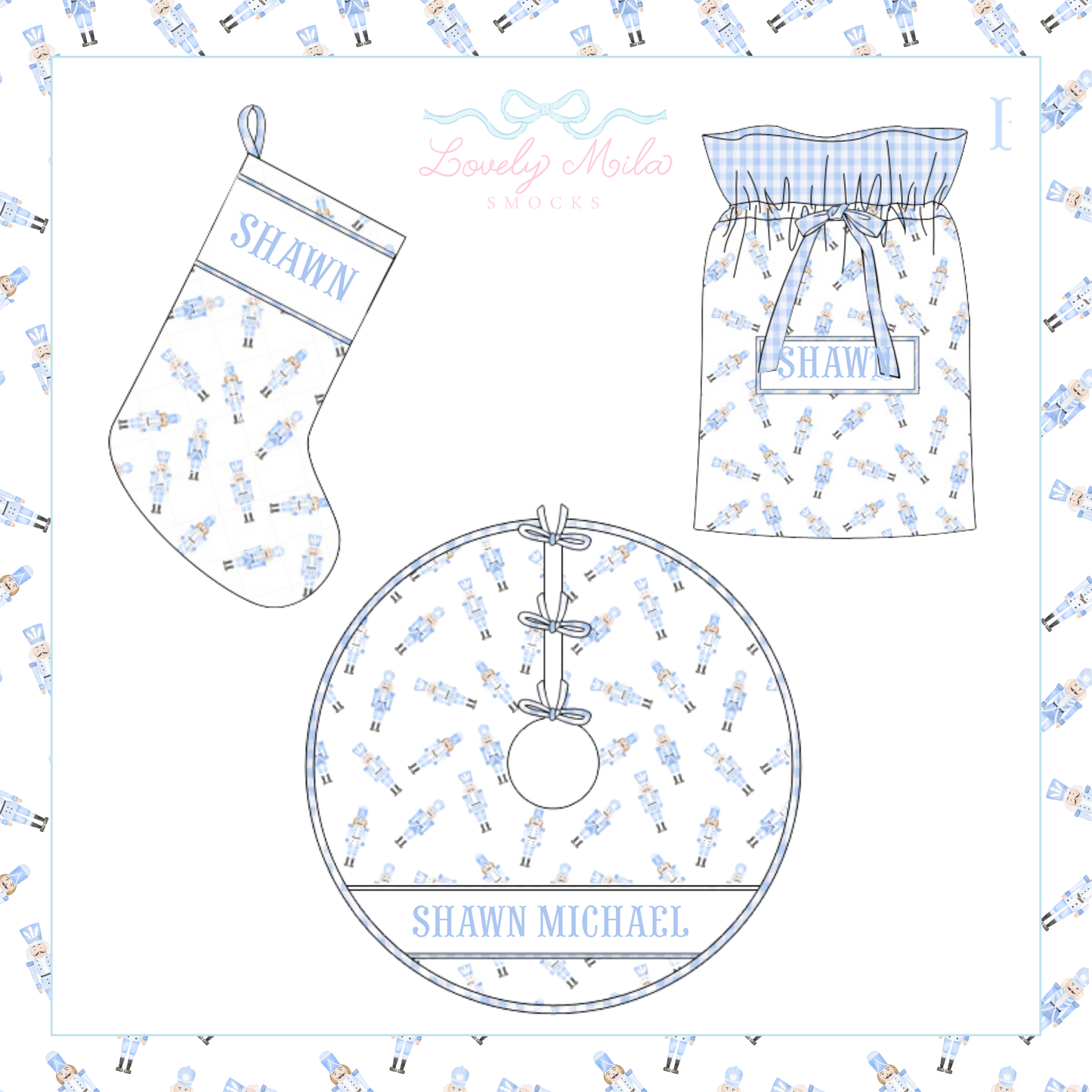 Blue Nutcracker Christmas Accesories