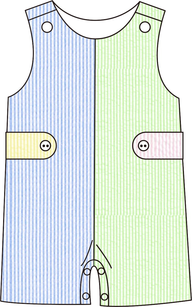 Colorblock seersucker Jon Jon 100% cotton for babies and children