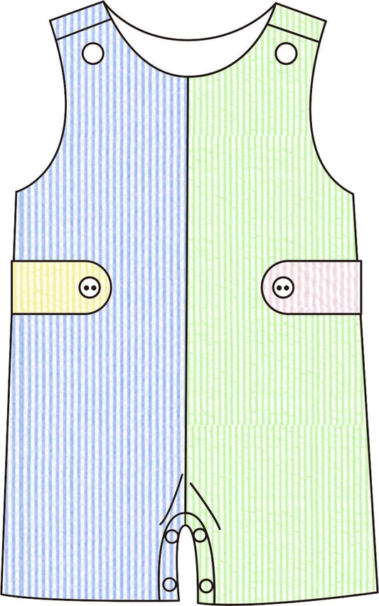 Colorblock seersucker Jon Jon 100% cotton for babies and children