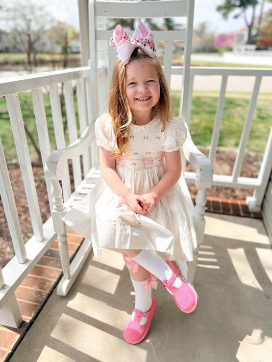 Hand Smocked Rosettes Dress