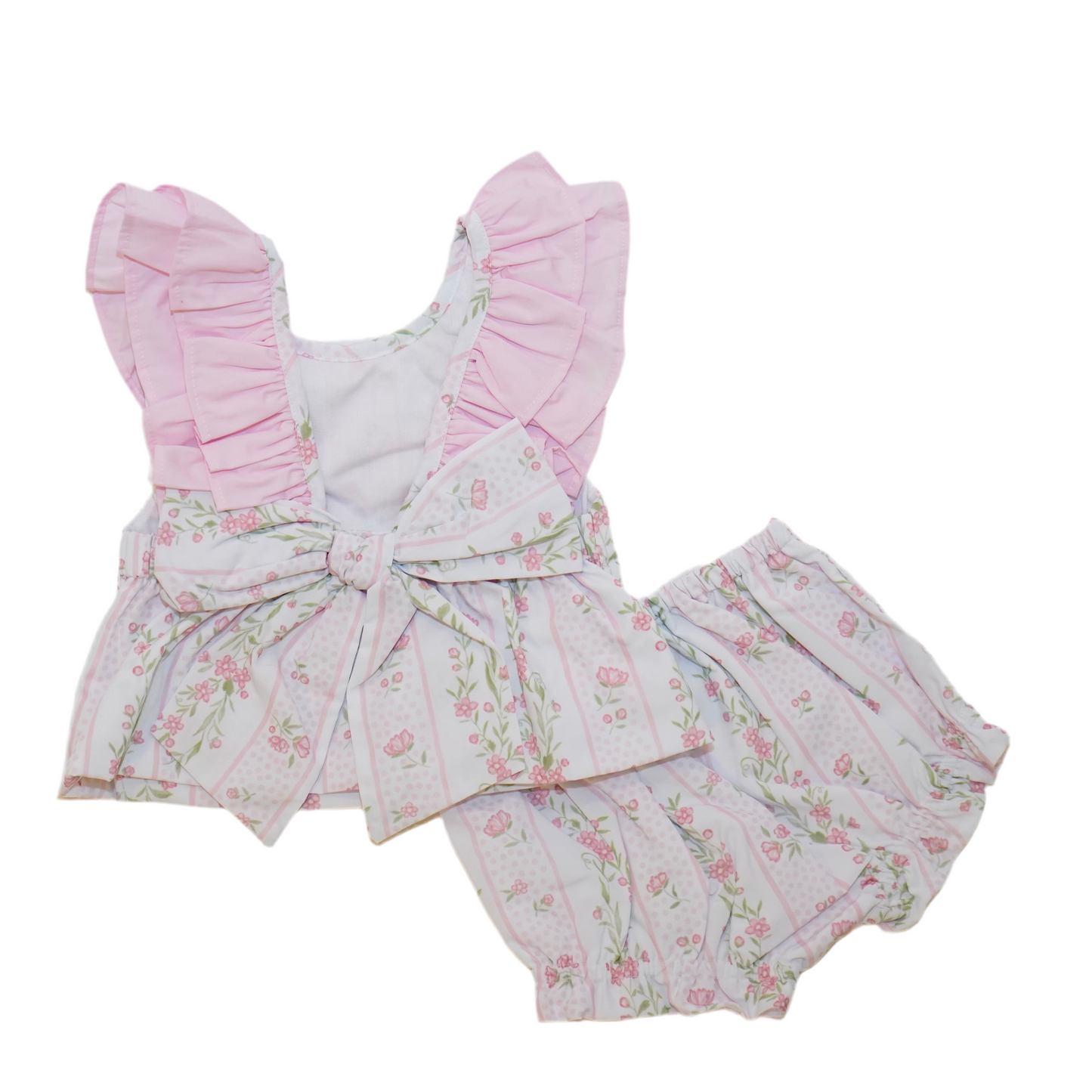 Pink Floral Stripes Diaper Set