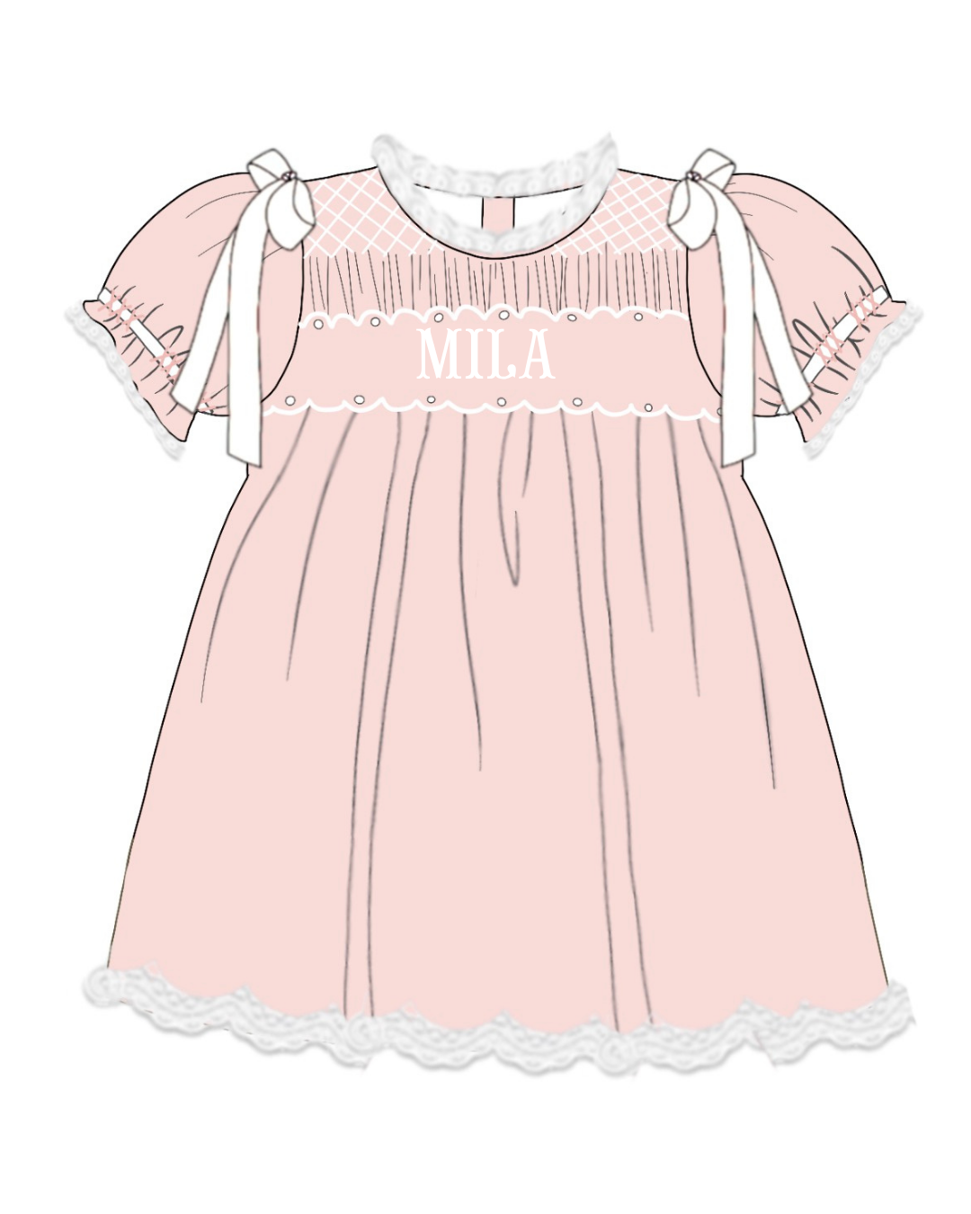 Southern Peach Custom Name Smock Dress