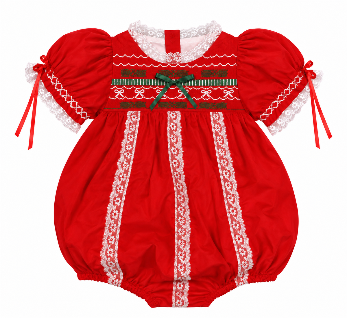 Red Heirloom Smocked Bubble