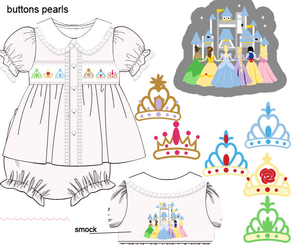 Enchanted Crowns Smocked Diaper Set