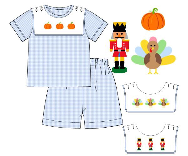 Boys Holiday Bib Set