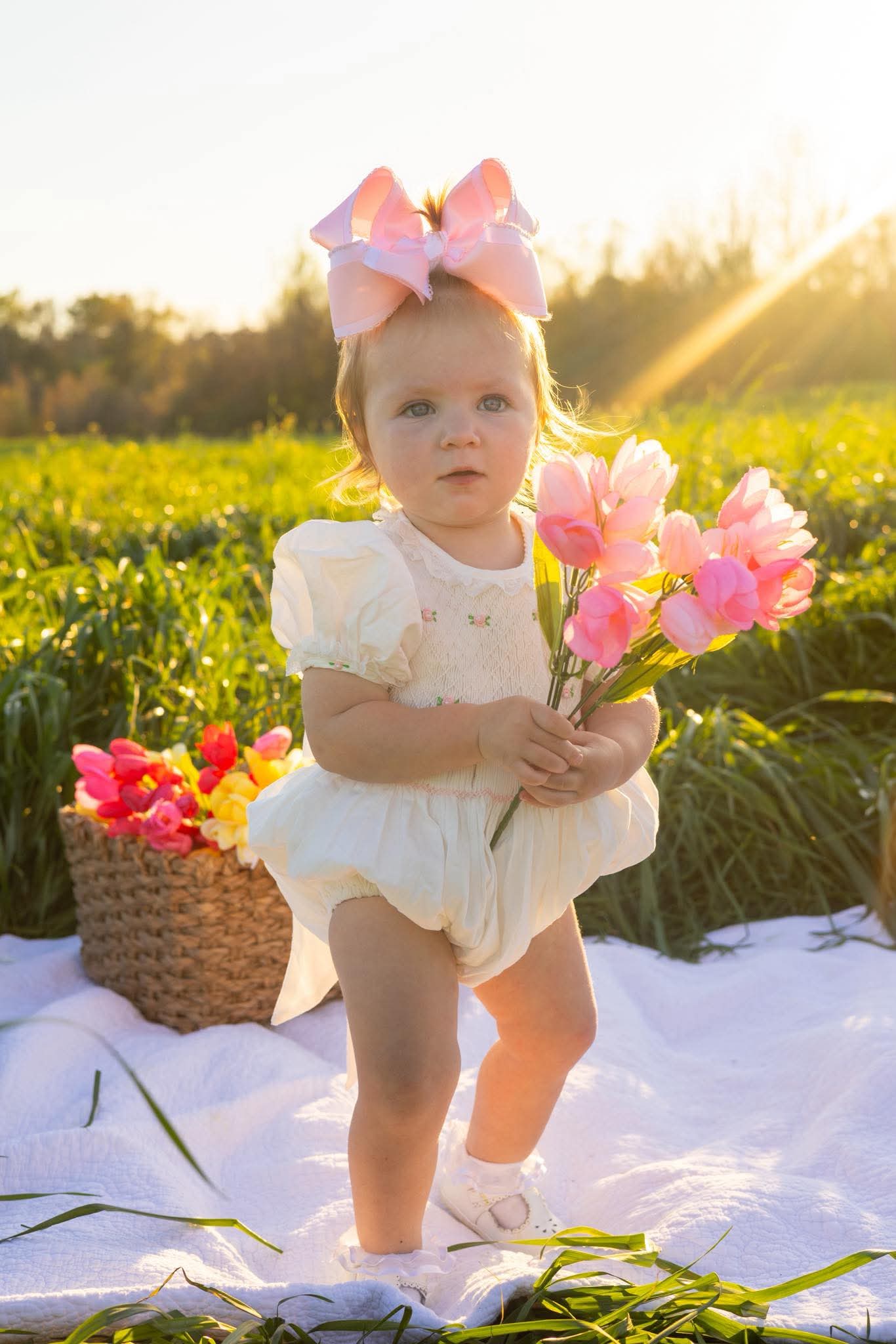 Hand Smocked Rosettes Bubble