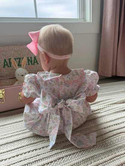 Floral Bow Smocked Bubble
