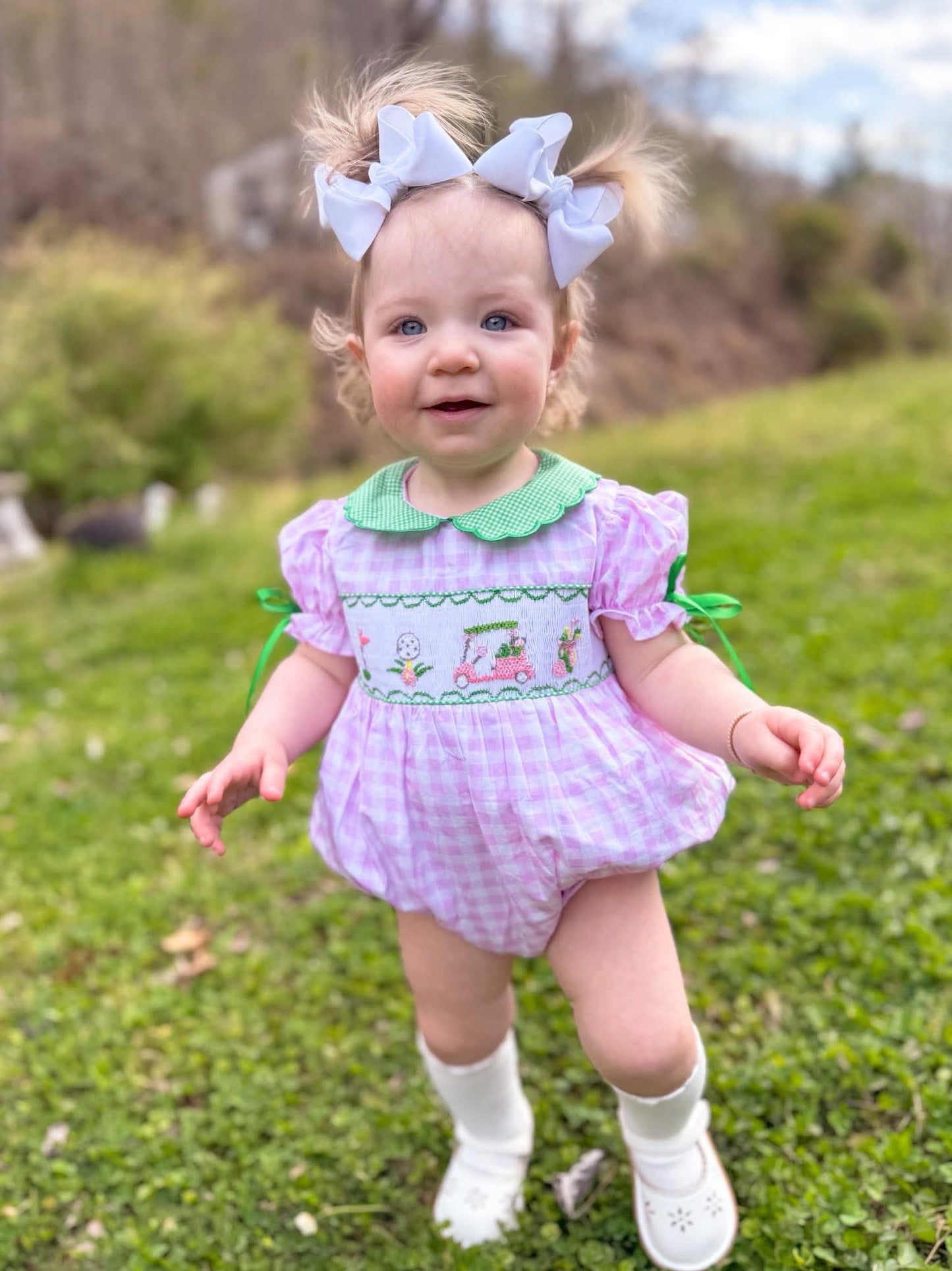 Smocked Gingham Golf Bubble