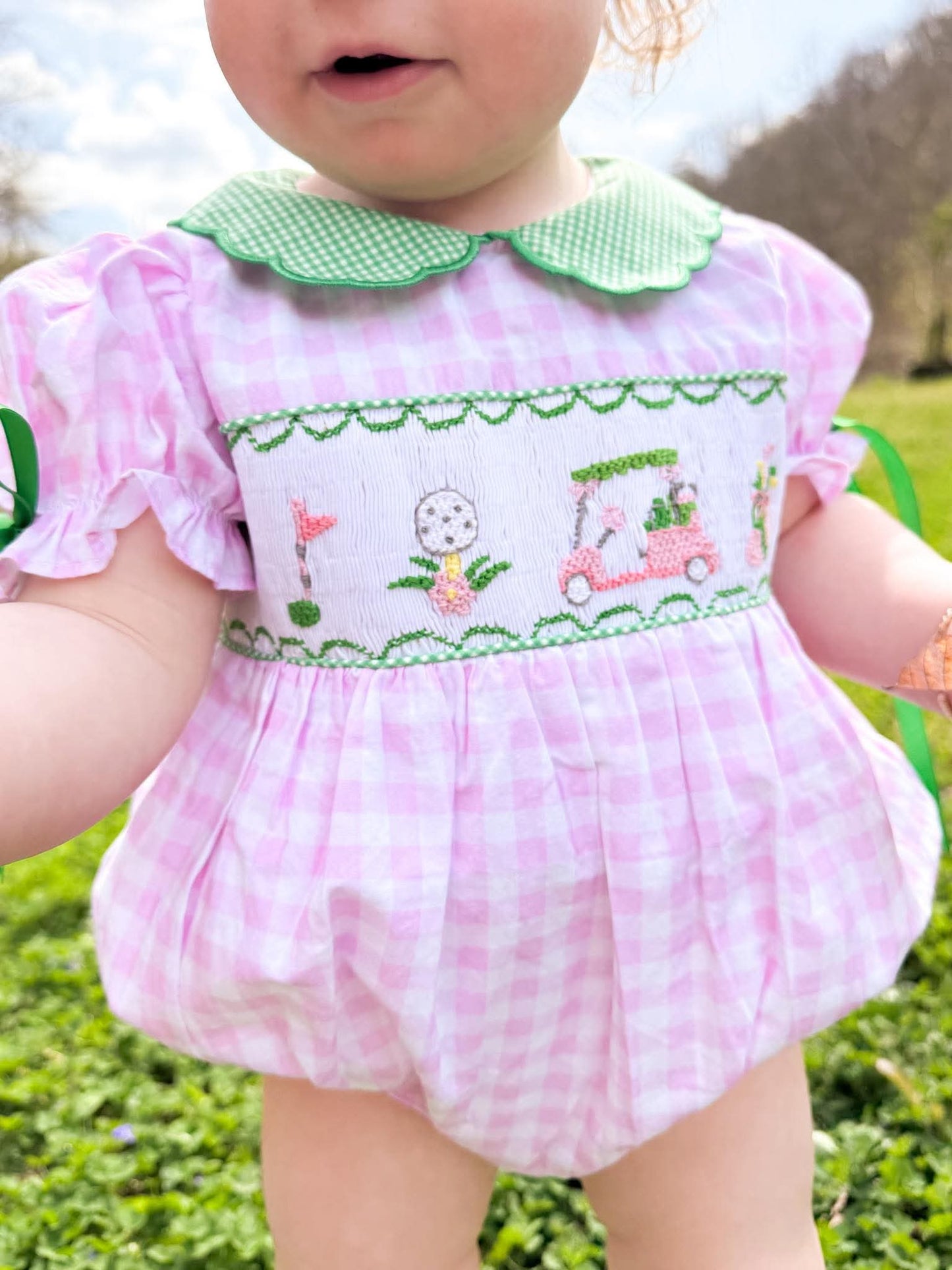 Smocked Gingham Golf Bubble