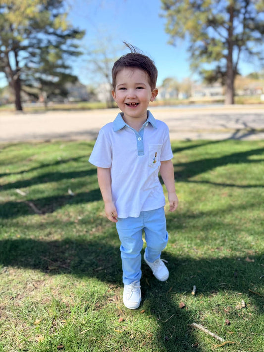 Peter Rabbit Hand Embroidery Boys Polo Shirt