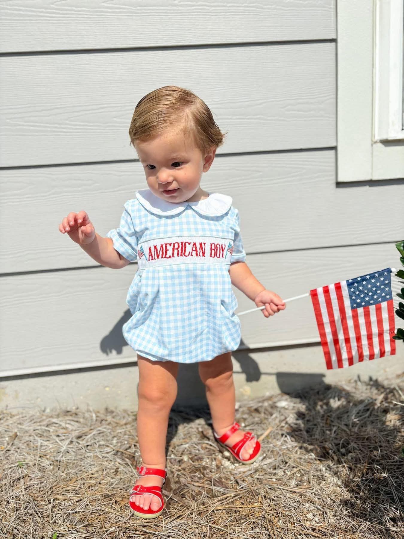 American Boy Smocked Bubble
