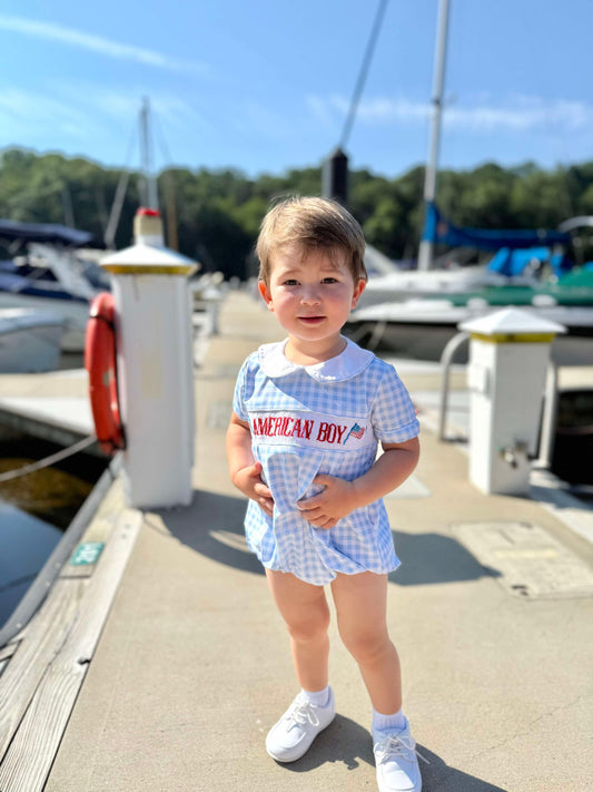 American Boy Smocked Bubble