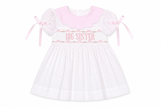 Big Sister Smocked Swiss Dot Rosettes Dress