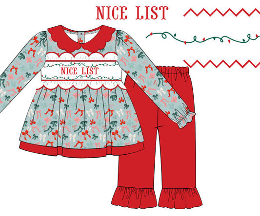 Nice List Smocked Pant Set