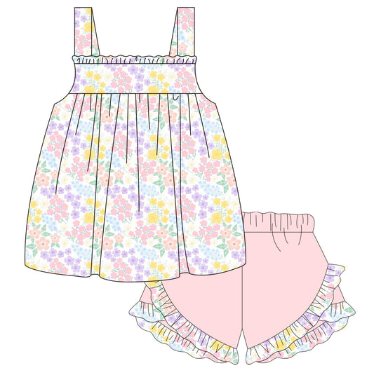 Knit Floral Short Set