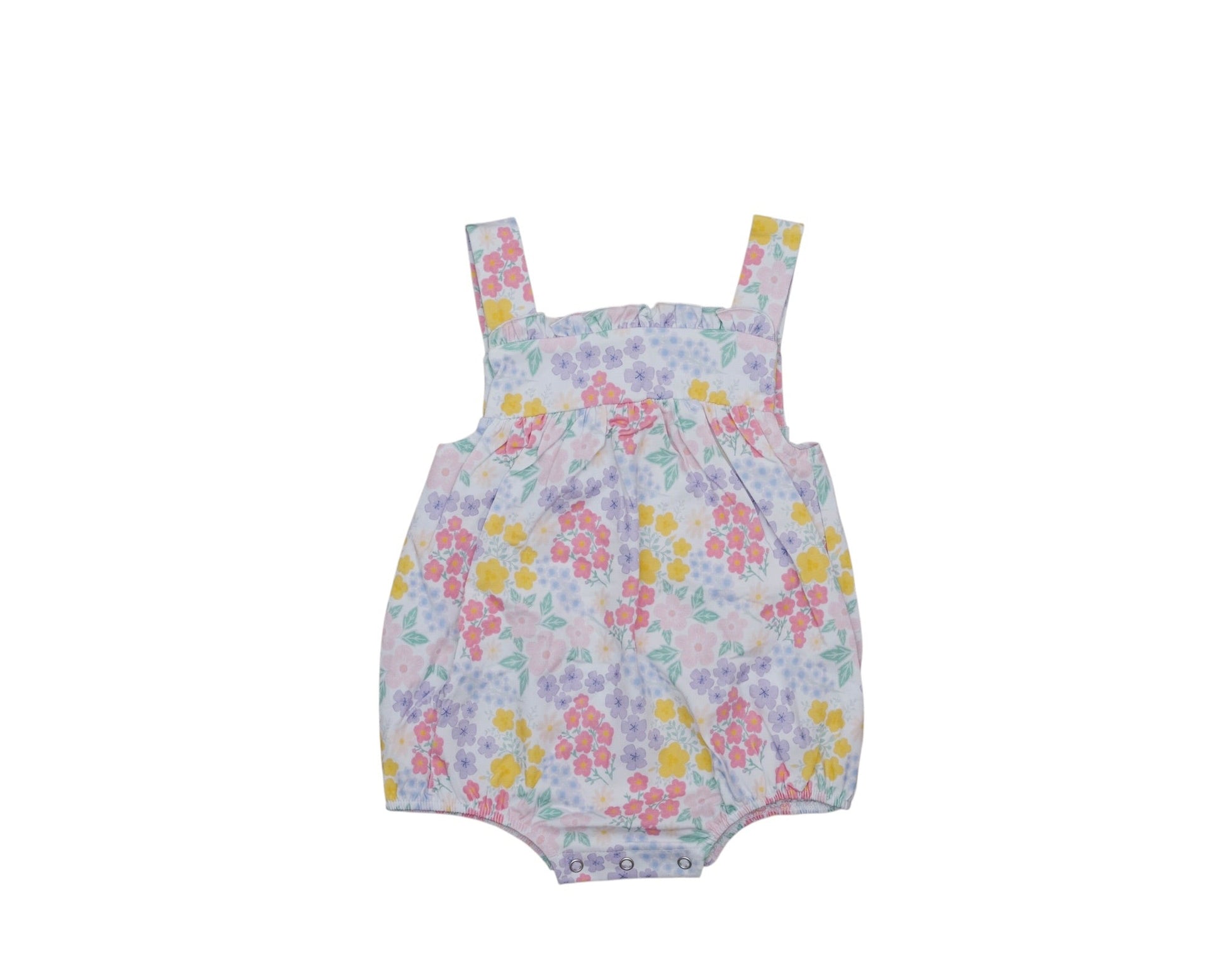 Floral baby romper on a white background