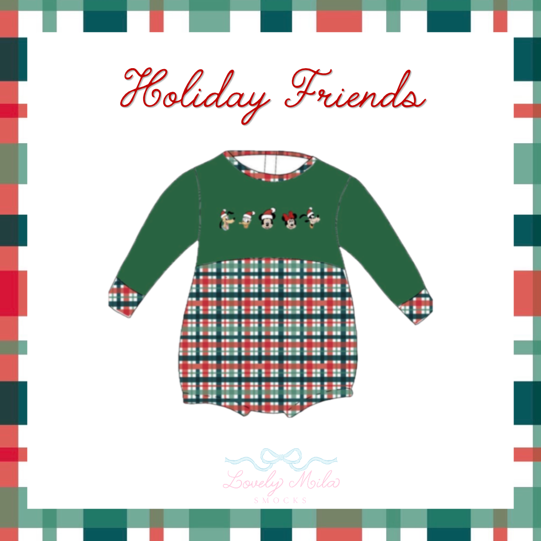 Holiday Friends Smocked Bubble