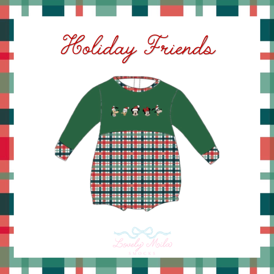 Holiday Friends Smocked Bubble