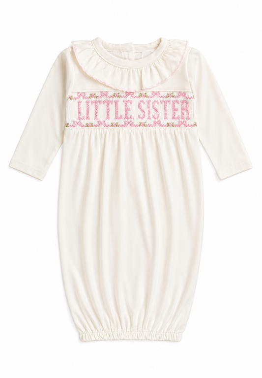 Little Sister Smocked Rosettes Gown