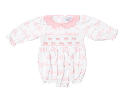 Girls bows bubble hand smocked