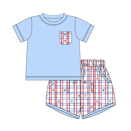 Patriotic knit short set 95% cotton 5% spandex for babies and children