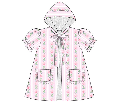 Rosey Striped Hooded Coverup