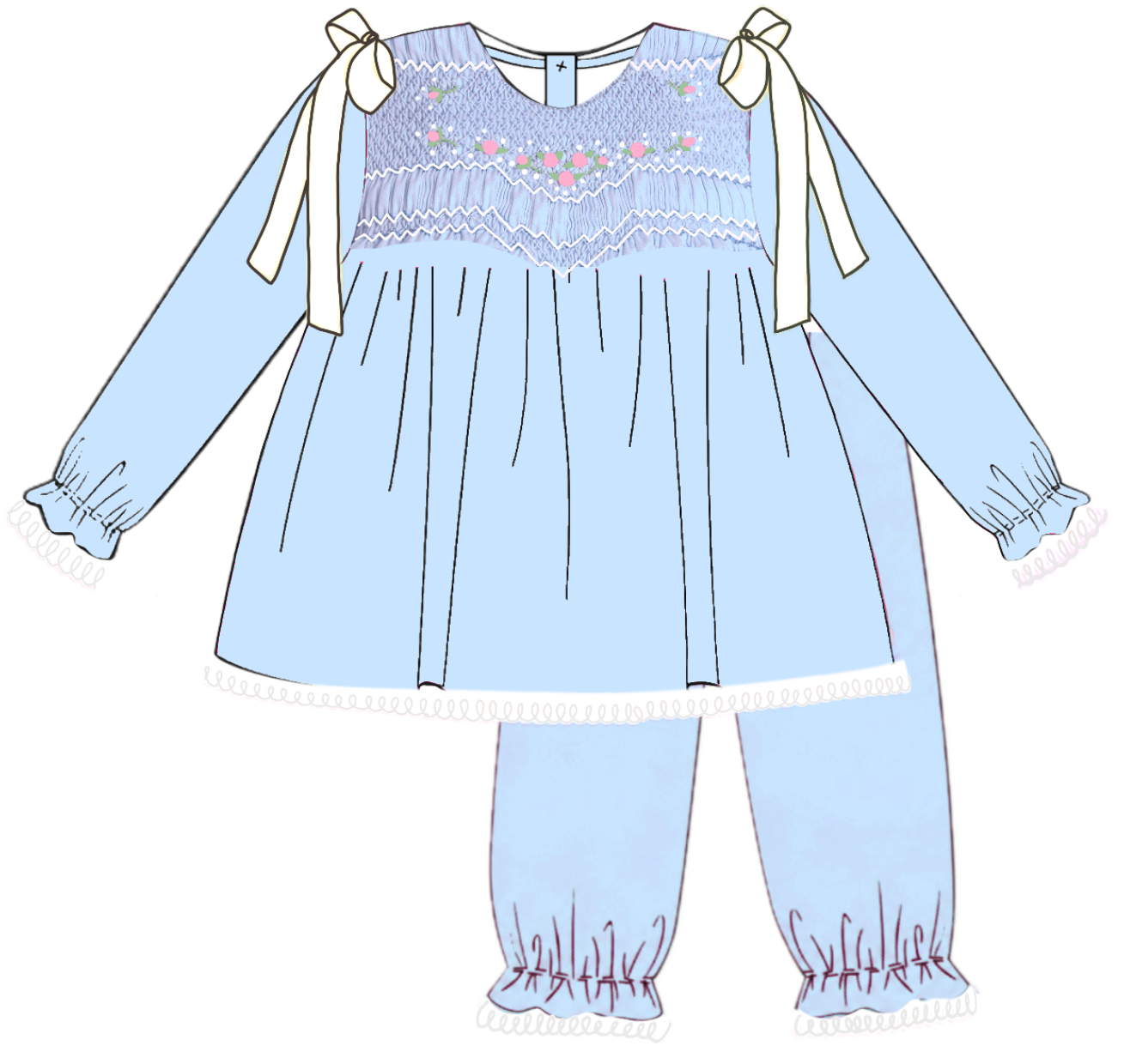 Winter Blooms Smocked Pant Set