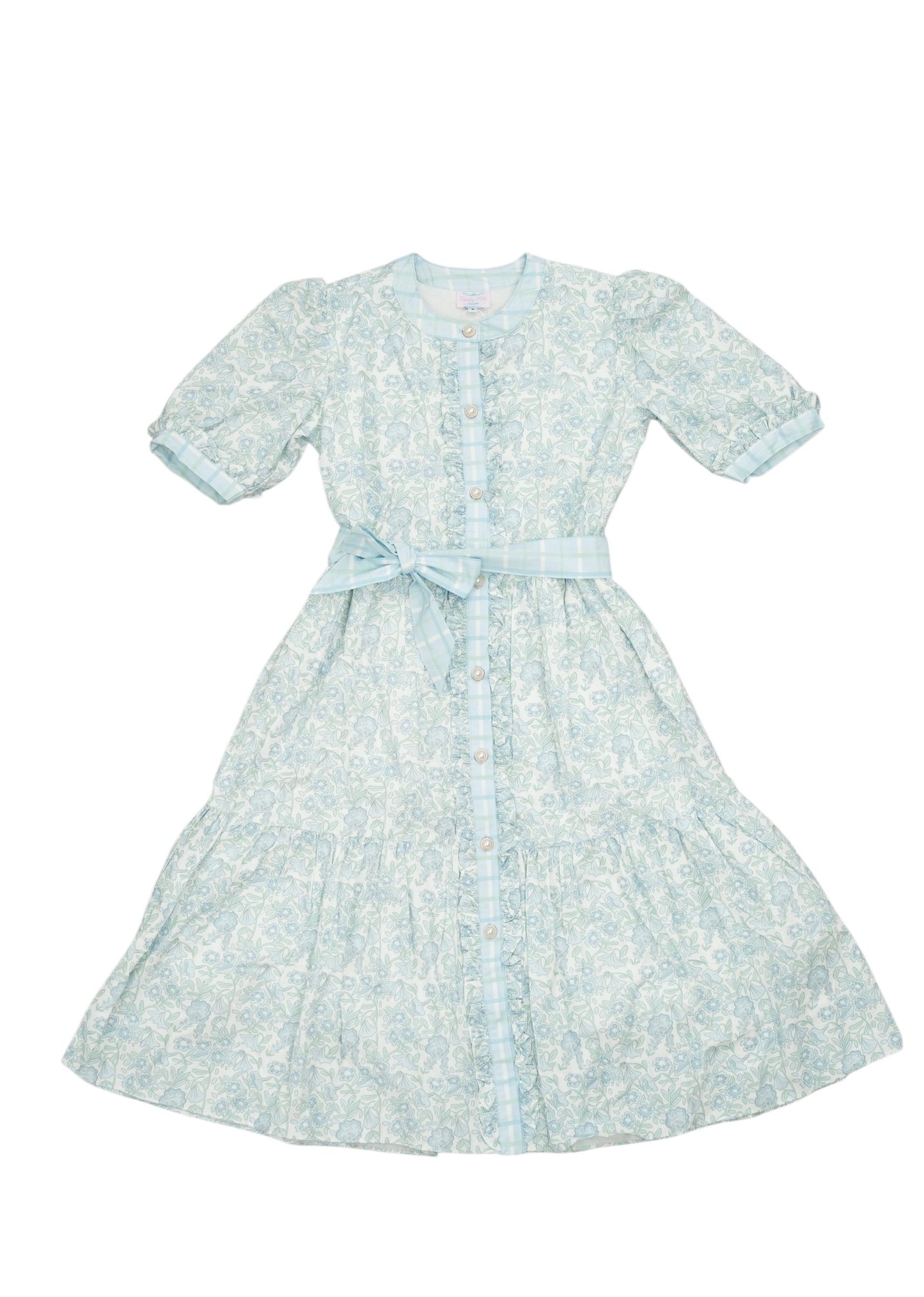 Blue Plaid & Blue Floral Ruffle Dress for Mom – Elegant Matching Outfit –  LOVELY MILA SMOCKS
