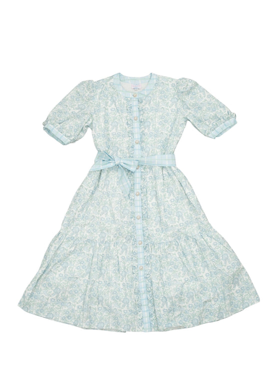 Light blue floral dress on a white background