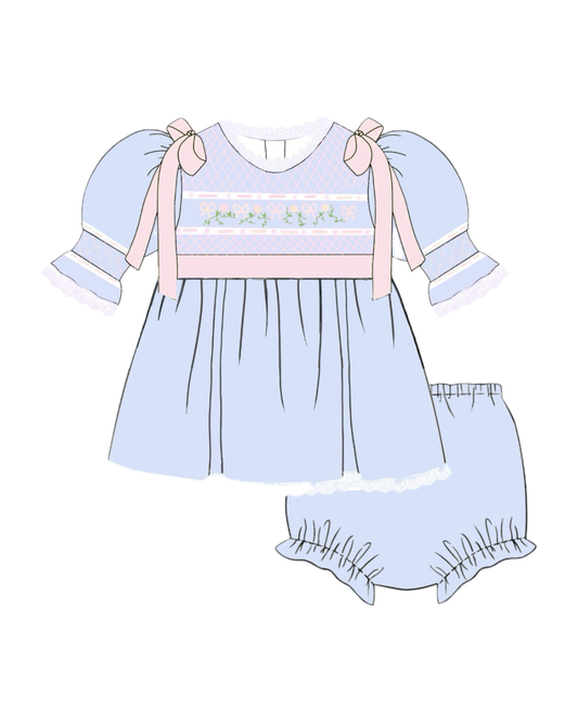 Sunday Best Smocked Girls Diaper Set