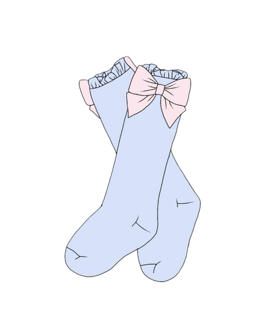 Blue and Pink Satin Socks