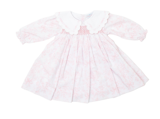 Pink bows toile dress for girls