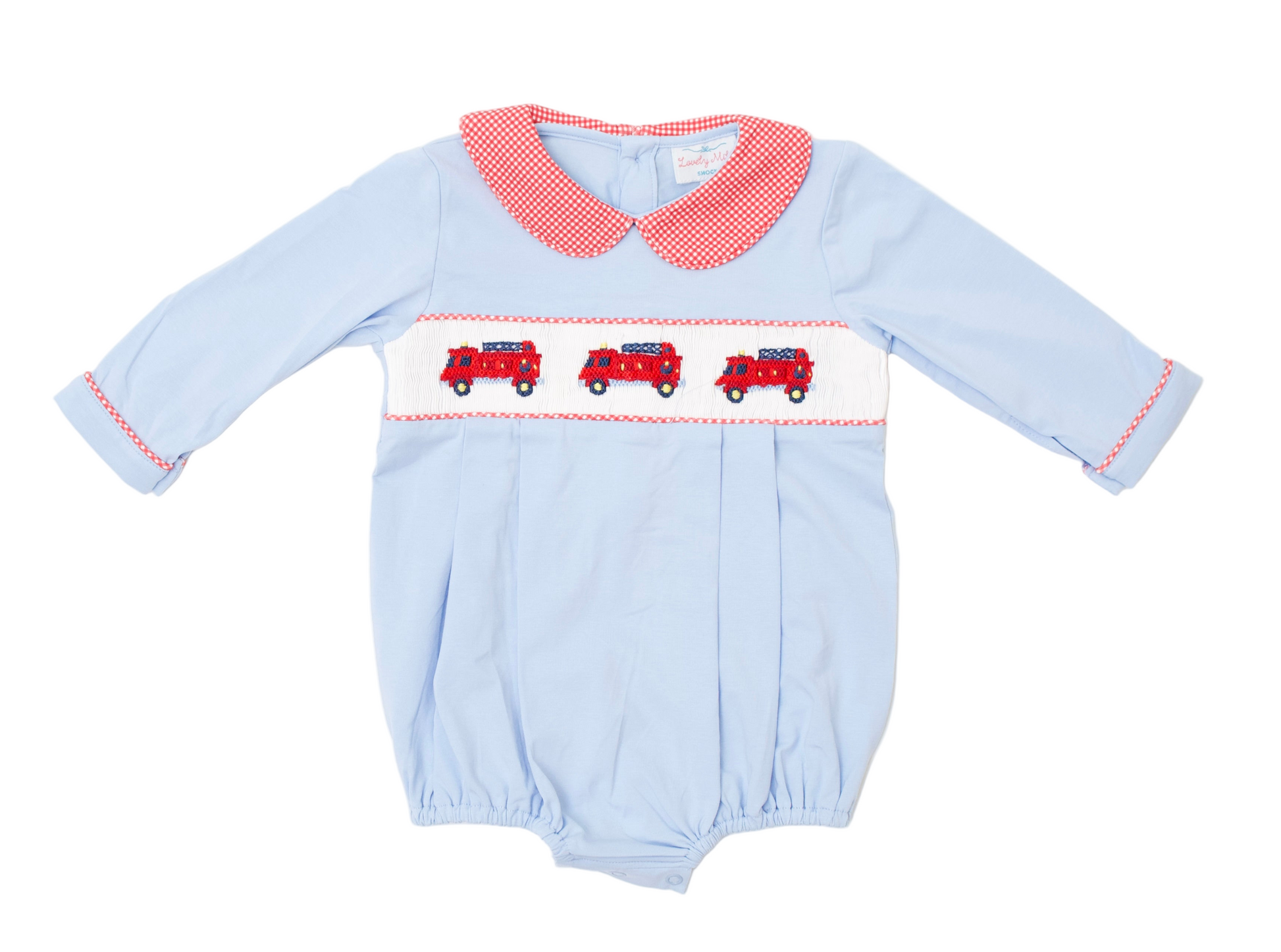 Firefighters hand smocked bubble for boys