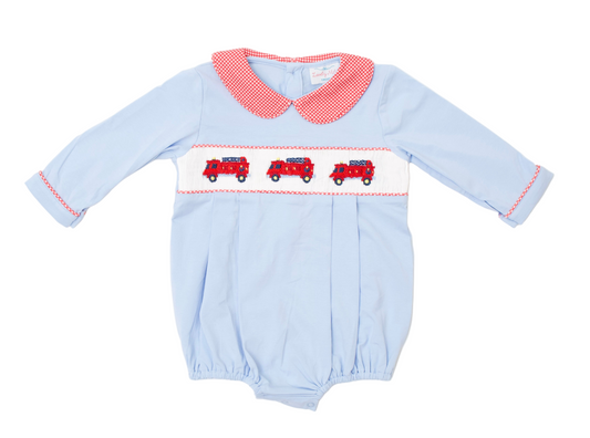 Firefighters hand smocked bubble for boys