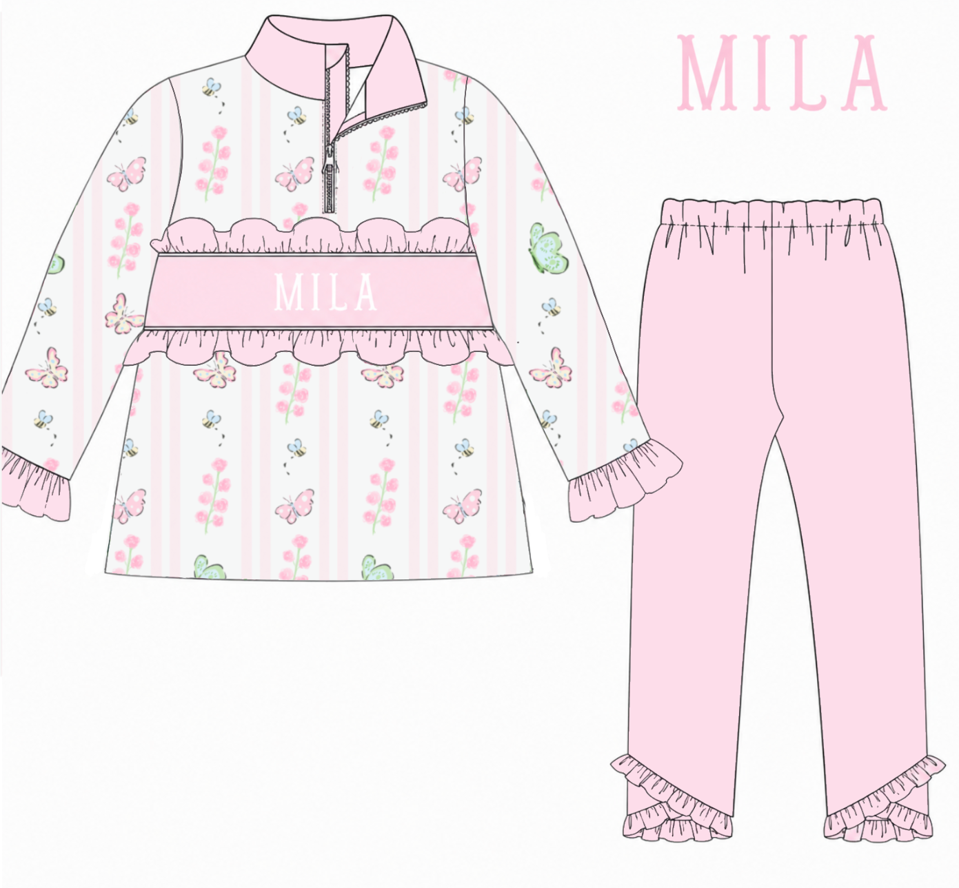 Whispering Blooms Custom Name Smocked Set