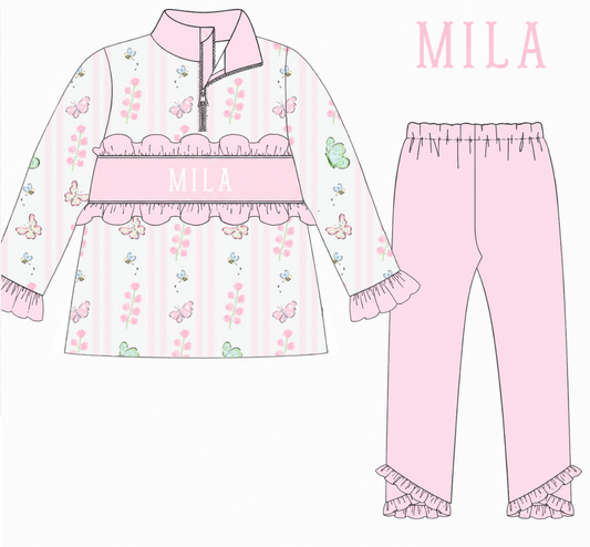 Whispering Blooms Custom Name Smocked Set