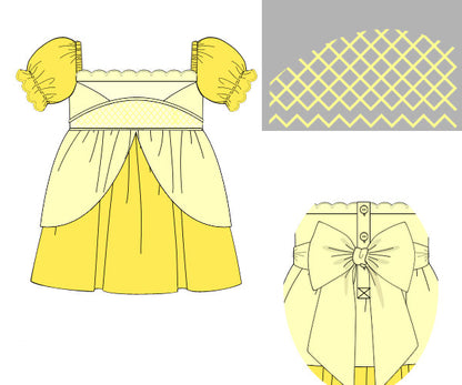 Smocked Yellow Princess Dress