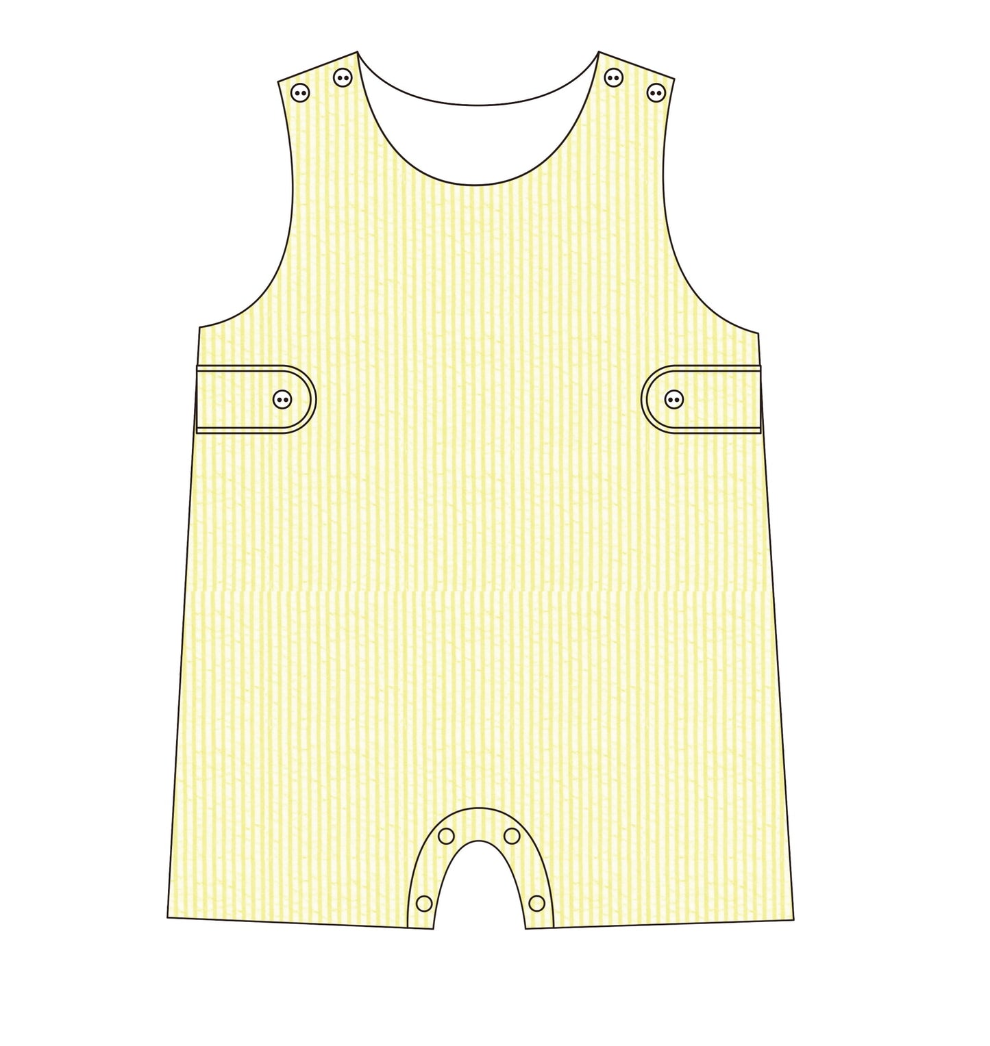 Yellow seersucker Jon Jon 100% cotton for babies and children