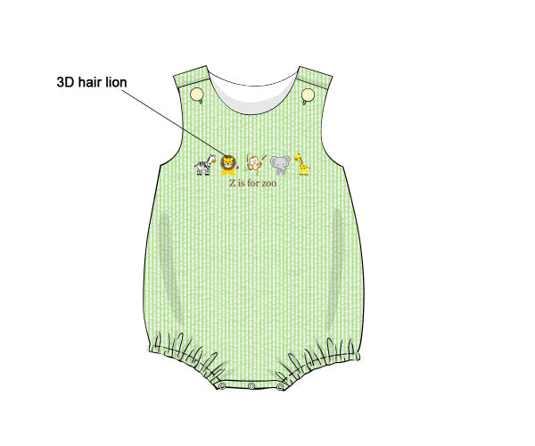 Shop our Zoo Animals French Knot Bubble for boys, crafted in classic seersucker fabric with adorable hand embroidered zoo animals. Perfect for warm weather and special outings.