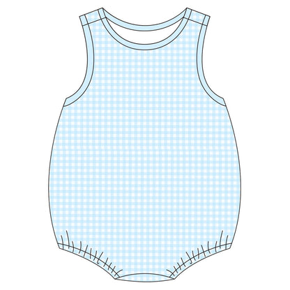 Knit Blue Gingham Bubble Boys