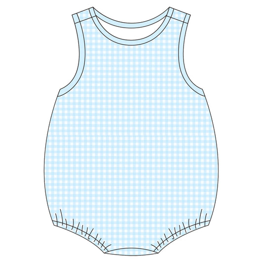 Knit Blue Gingham Bubble Boys