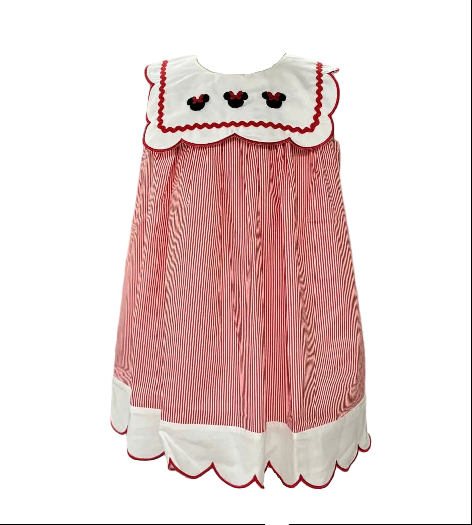 Red and white dress hand embroidery mouse 