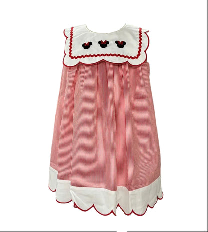 Red and white dress hand embroidery mouse 