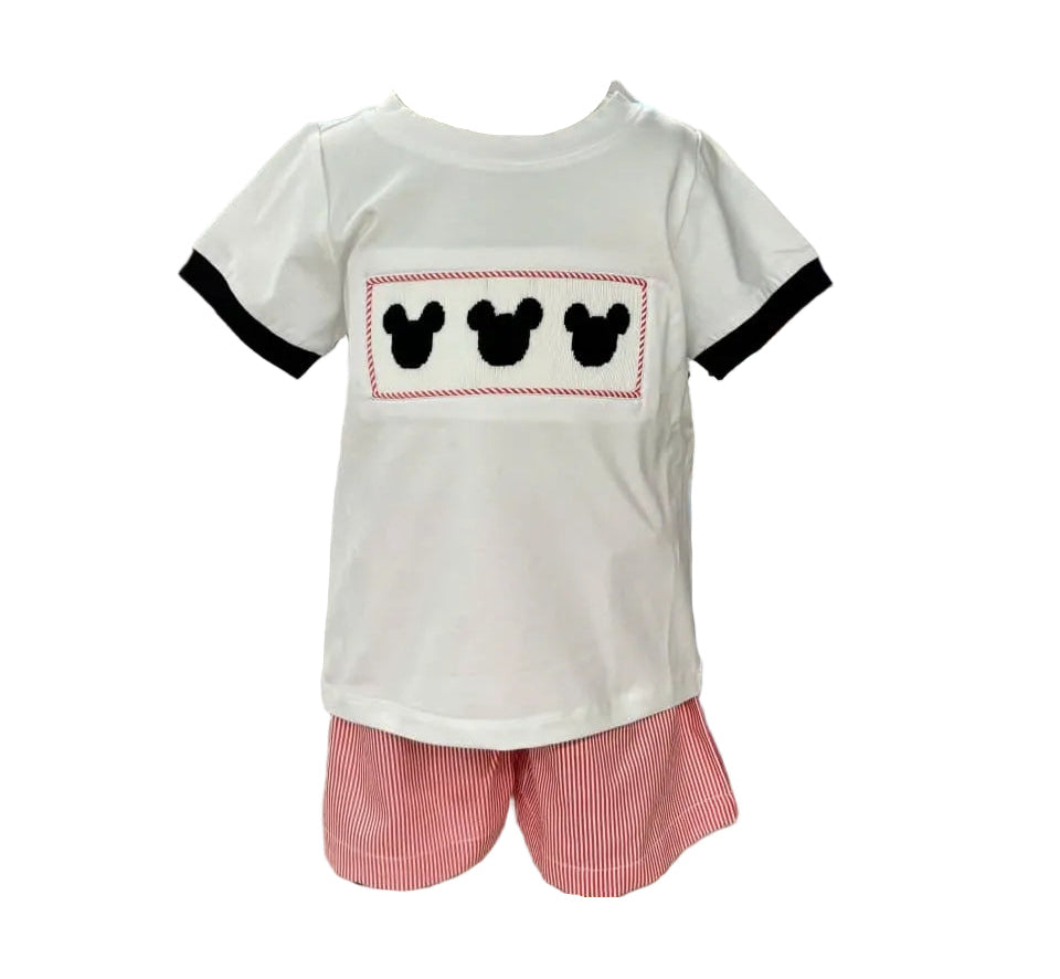 hand smocked mouse set boys