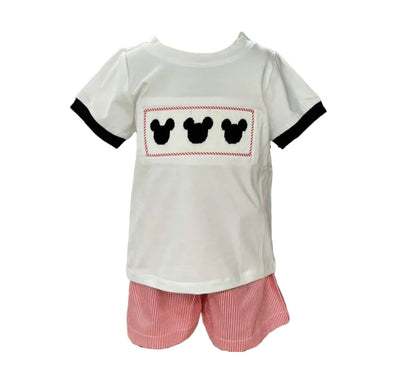 hand smocked mouse set boys