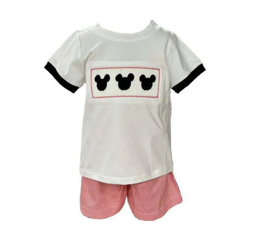 hand smocked mouse set boys